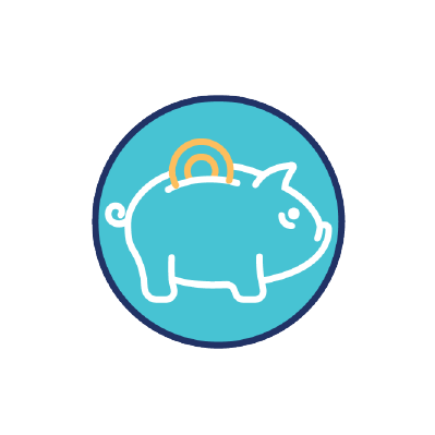 piggy bank icon in circle ws